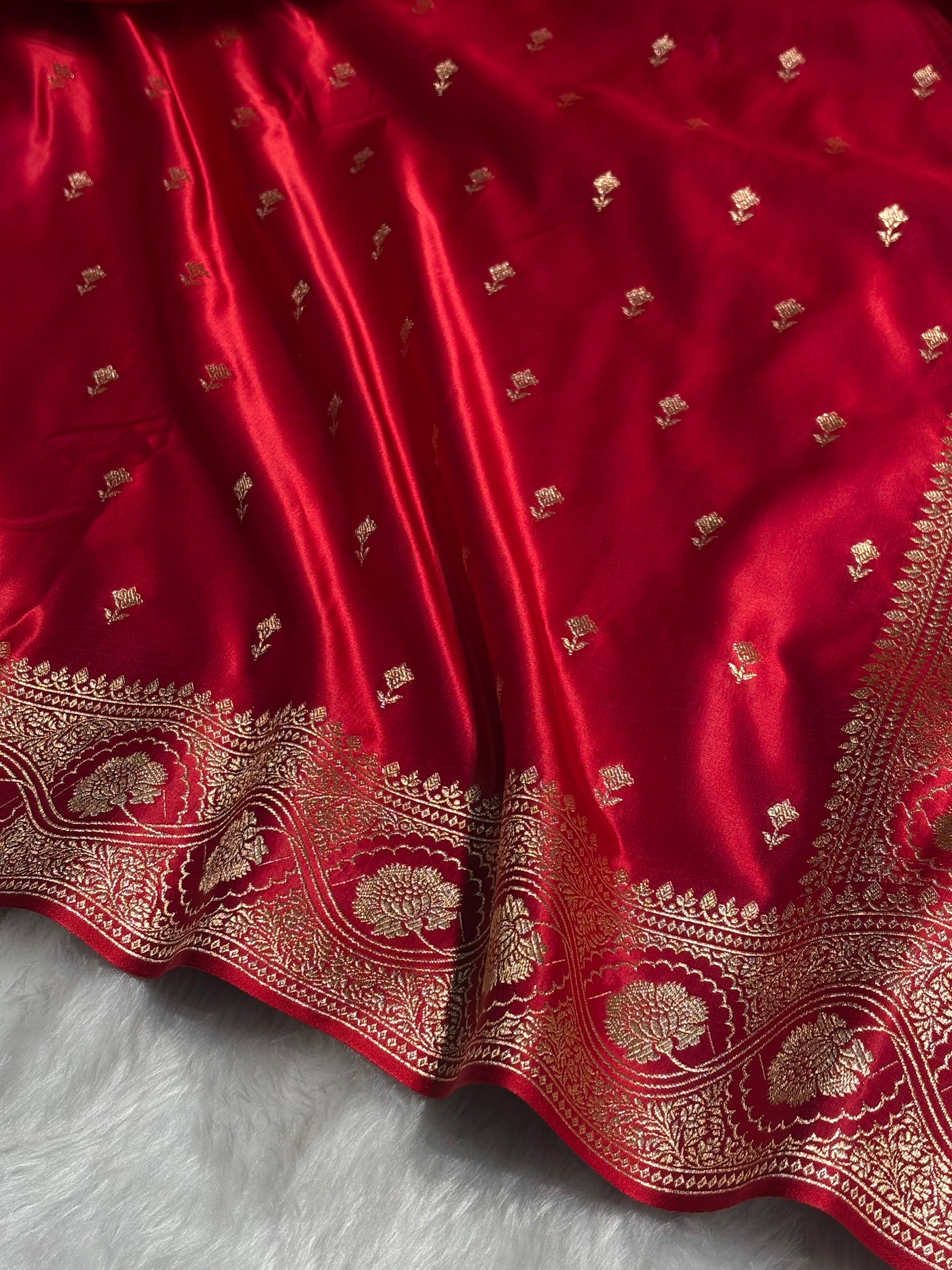 Maroon Booti Pattern Satin Katan Silk Saree SK54