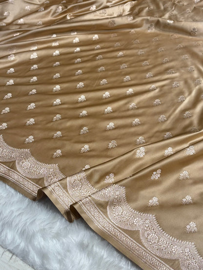 Tusser Scallop Booti Mashru Silk Banarasi Saree MSM-35
