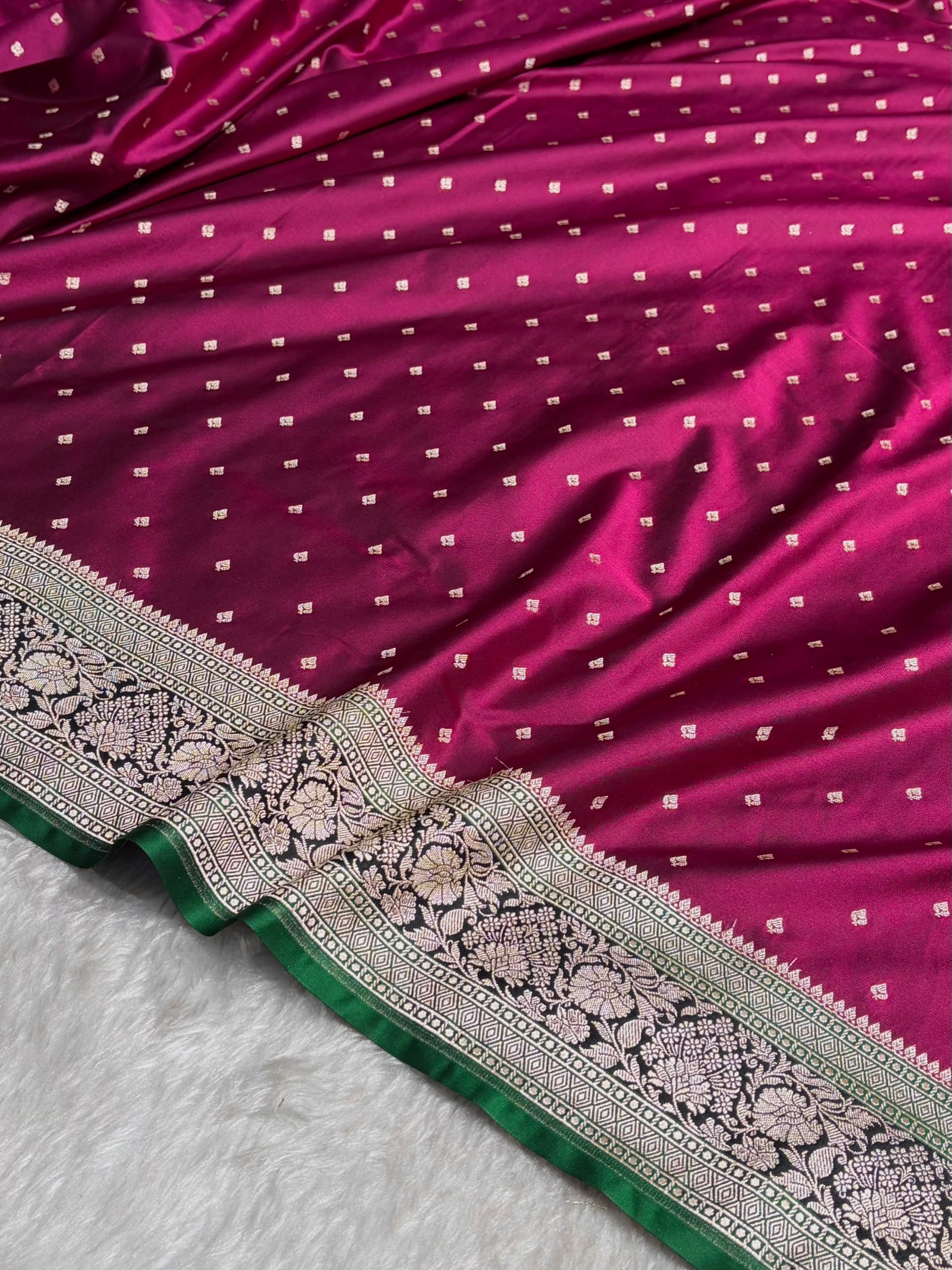 Wine With Black Floral Border Mashru Silk Saree MSM-99