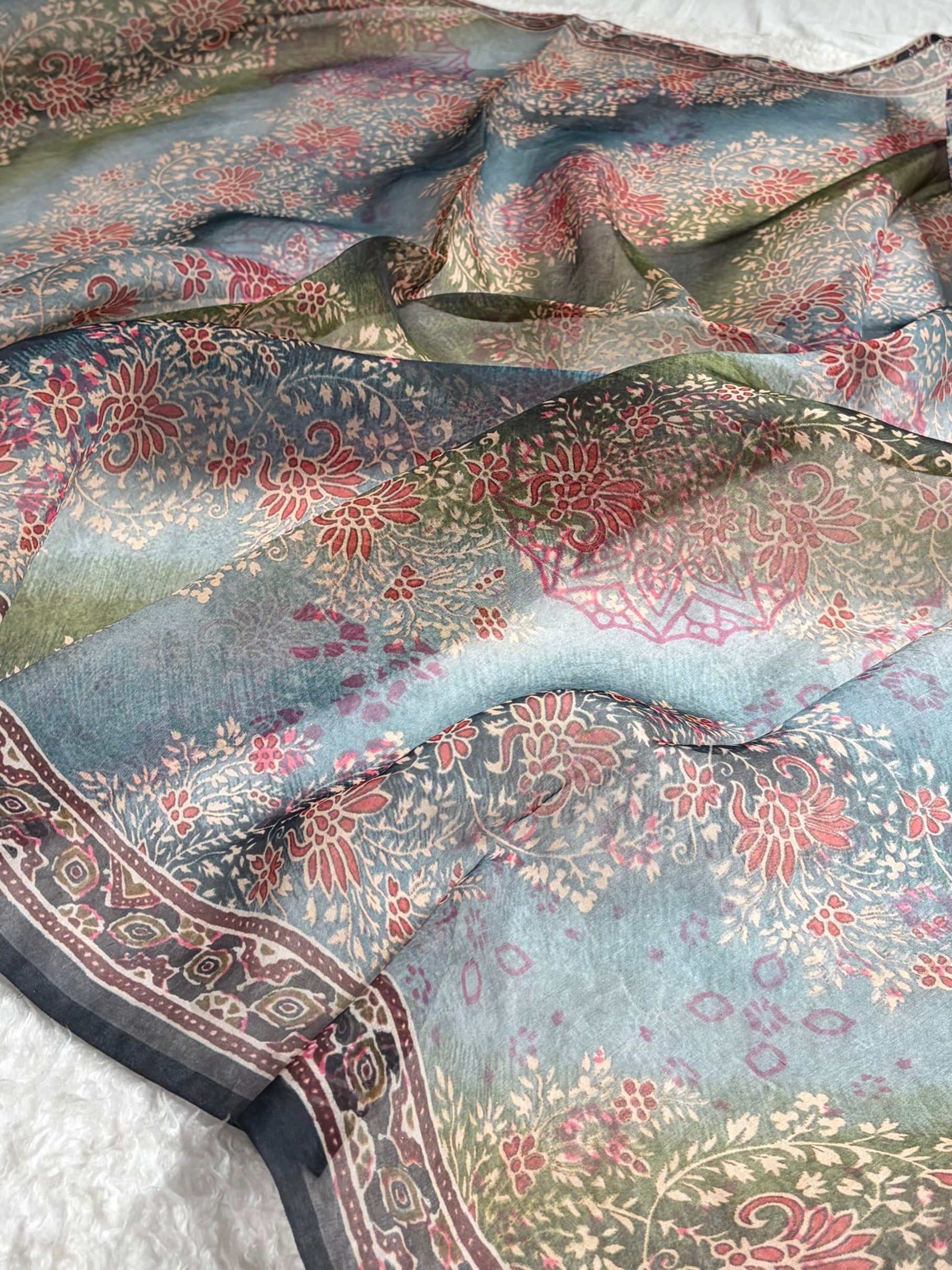 Rainbow Organza with Pastel Multicolor Florals POP13