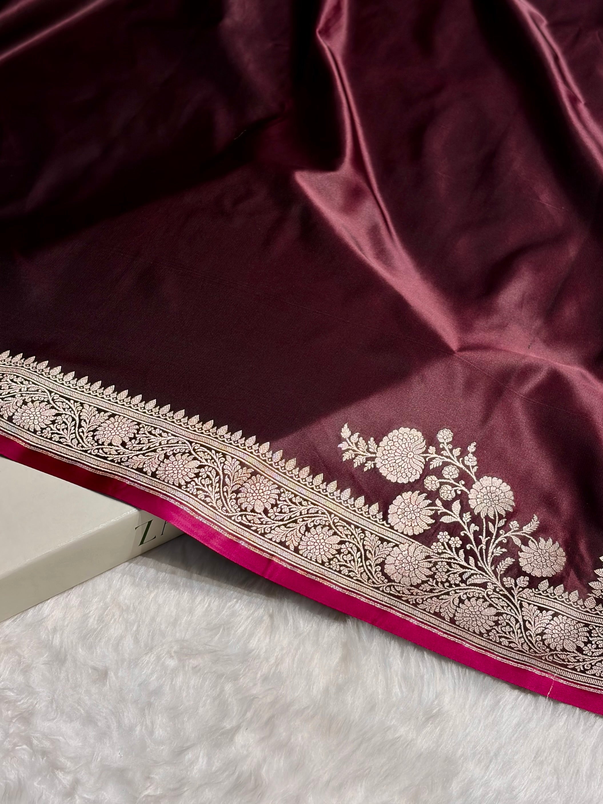 Garnet Shades Floral Border Mashru Silk Saree MSM-62