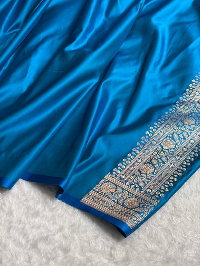 Banarasi Boota Katan Silk Saree In Firozi Shades SK03