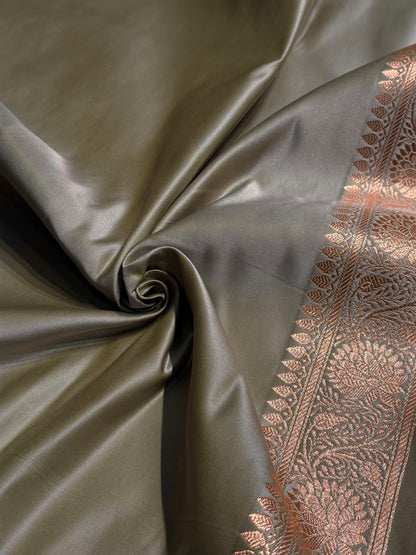 Pista Booti Satin Katan Silk saree SK28