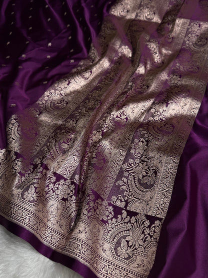 Navy Blue Shades Motif Booti Mashru Silk Saree