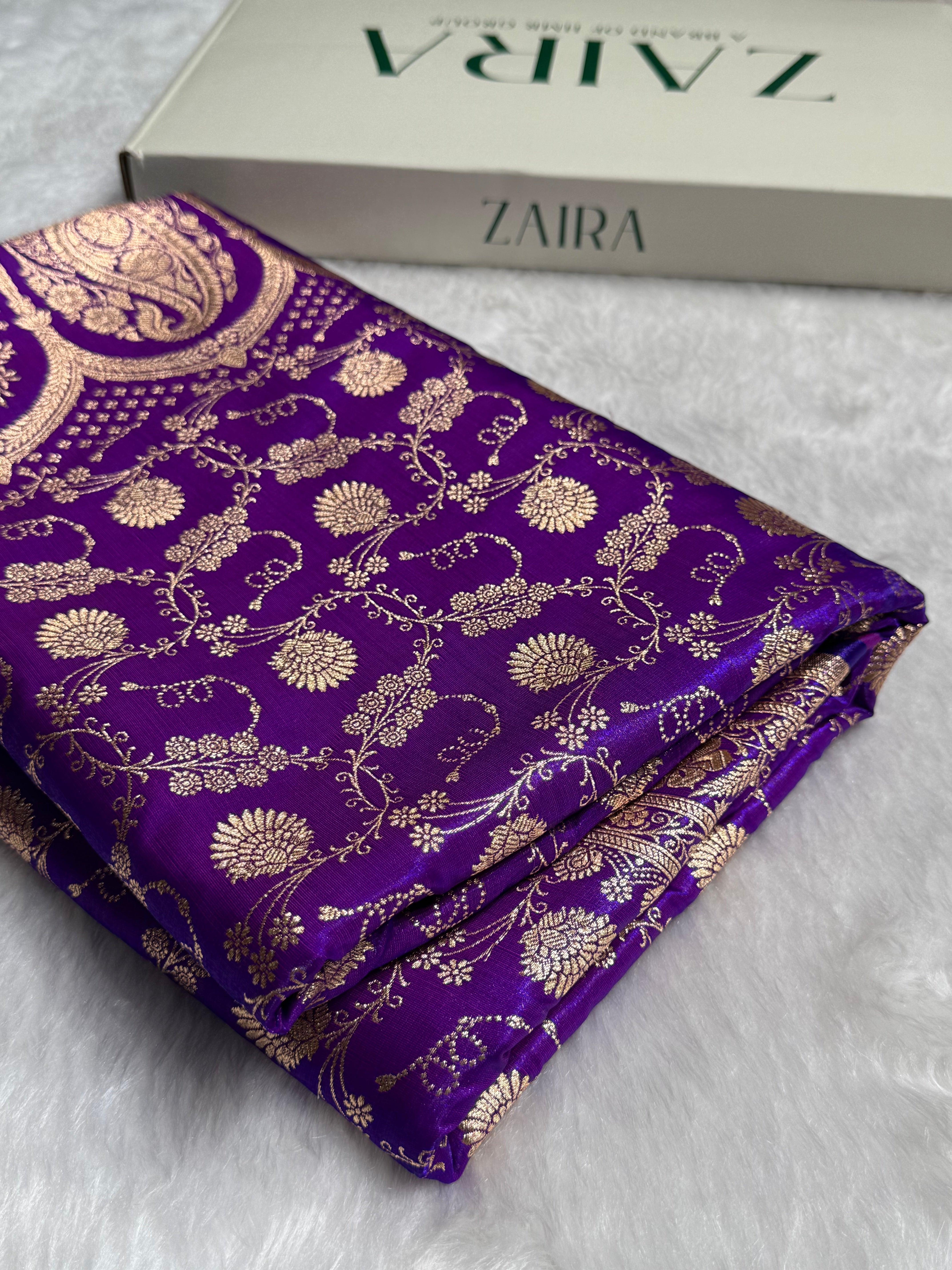 Light Wight Satin Silk Jaal in Purple magenta Shades