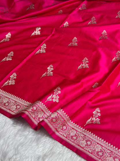 Cross Rani Boota With Floral Border Mashru Silk Saree MSM-97