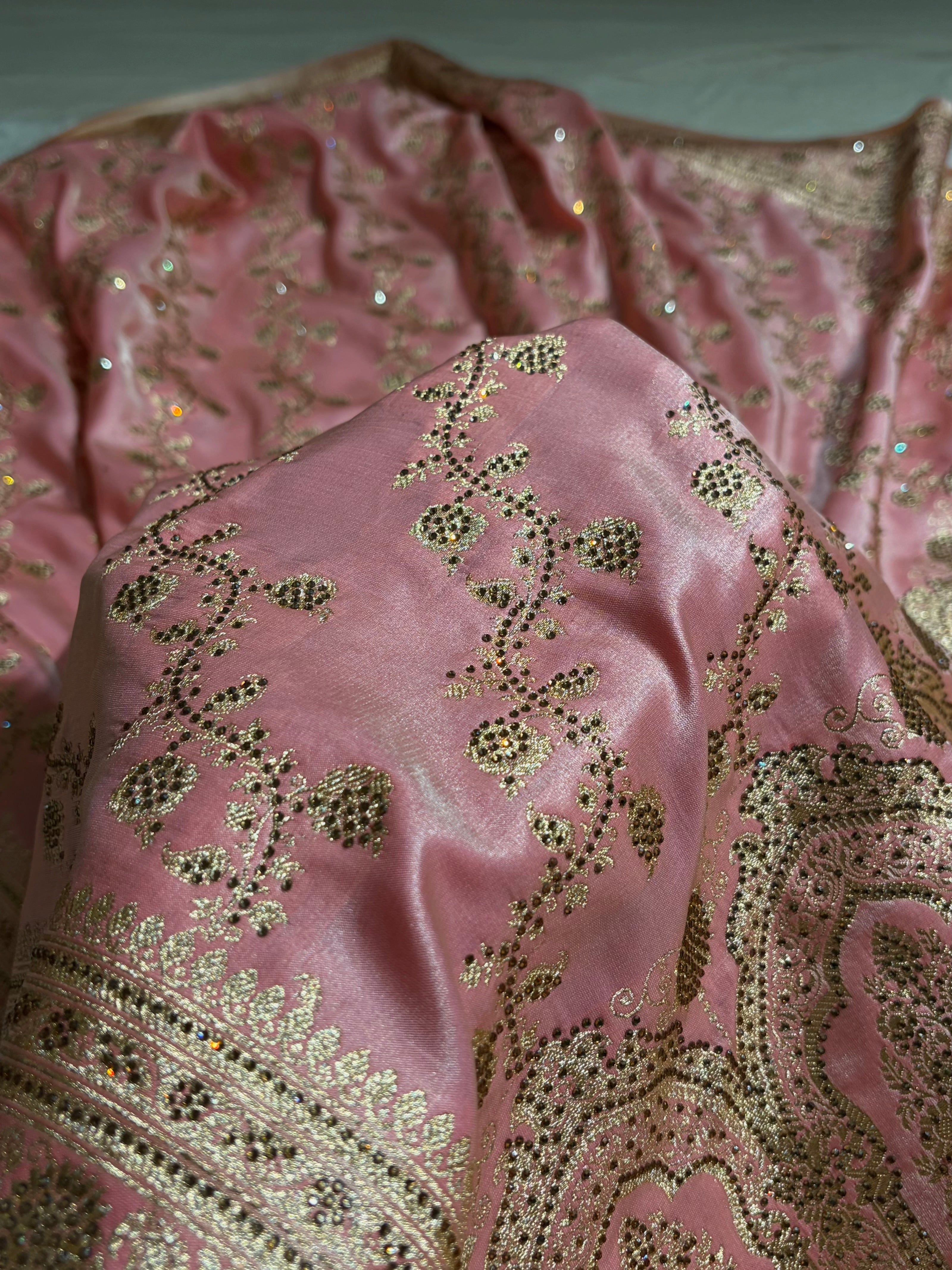 Bridal Baby Pink Cross Satin Silk with Ari and Stone work BSS11