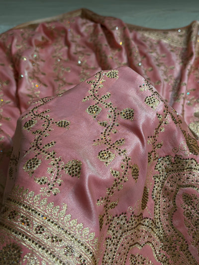 Bridal Baby Pink Cross Satin Silk with Ari and Stone work BSS11