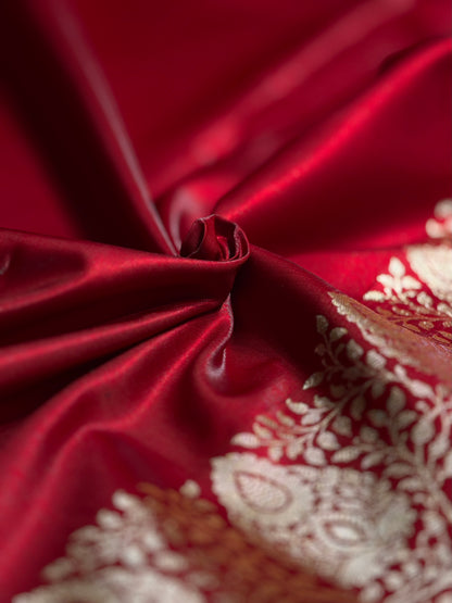 Ultra Light Weight Satin Silk Boota in Maroon Shades SS31