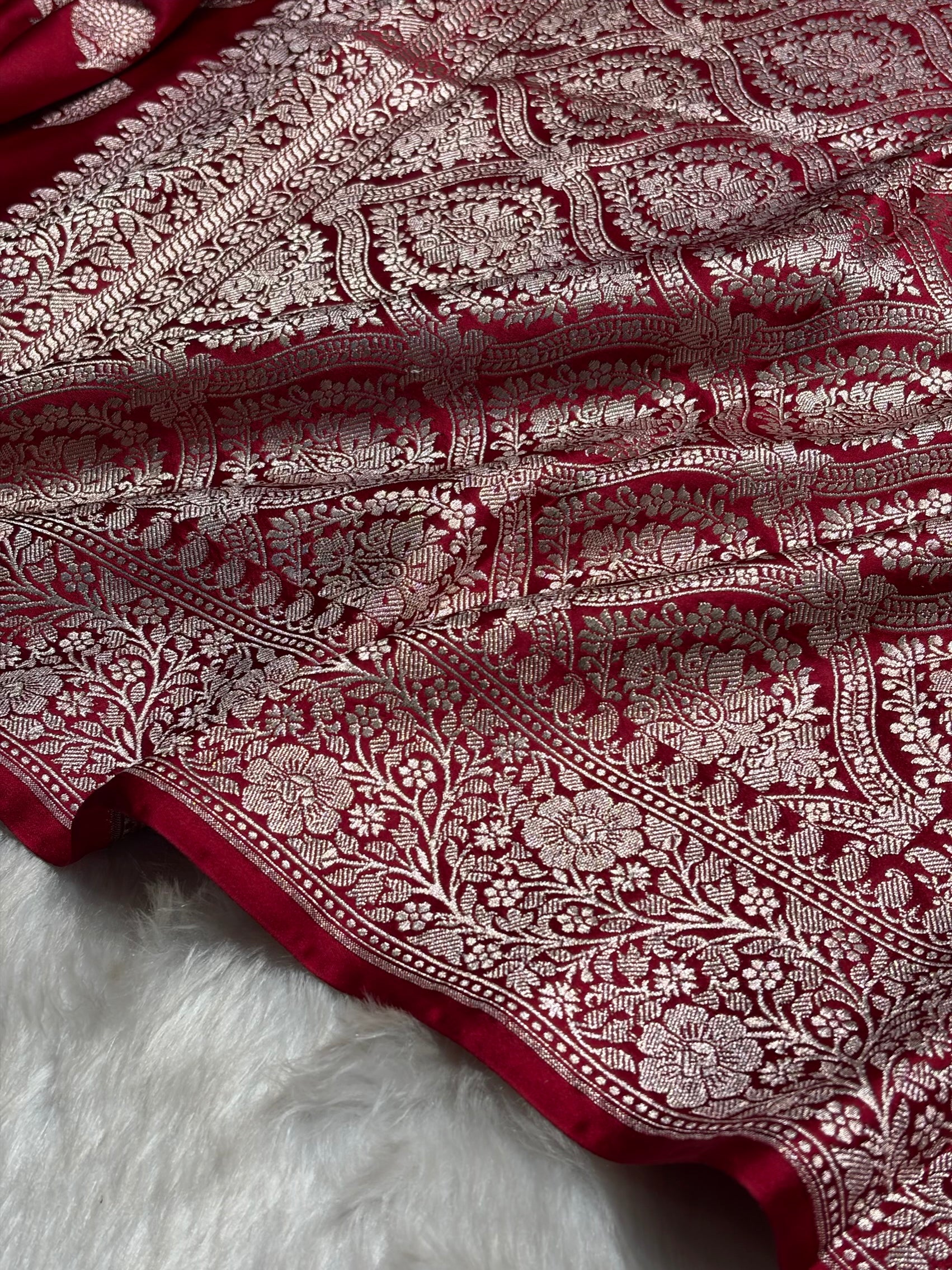 Maroon Tree Boota Motif Mashru Silk Saree MS19