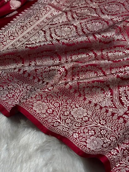 Maroon Tree Boota Motif Mashru Silk Saree MS19
