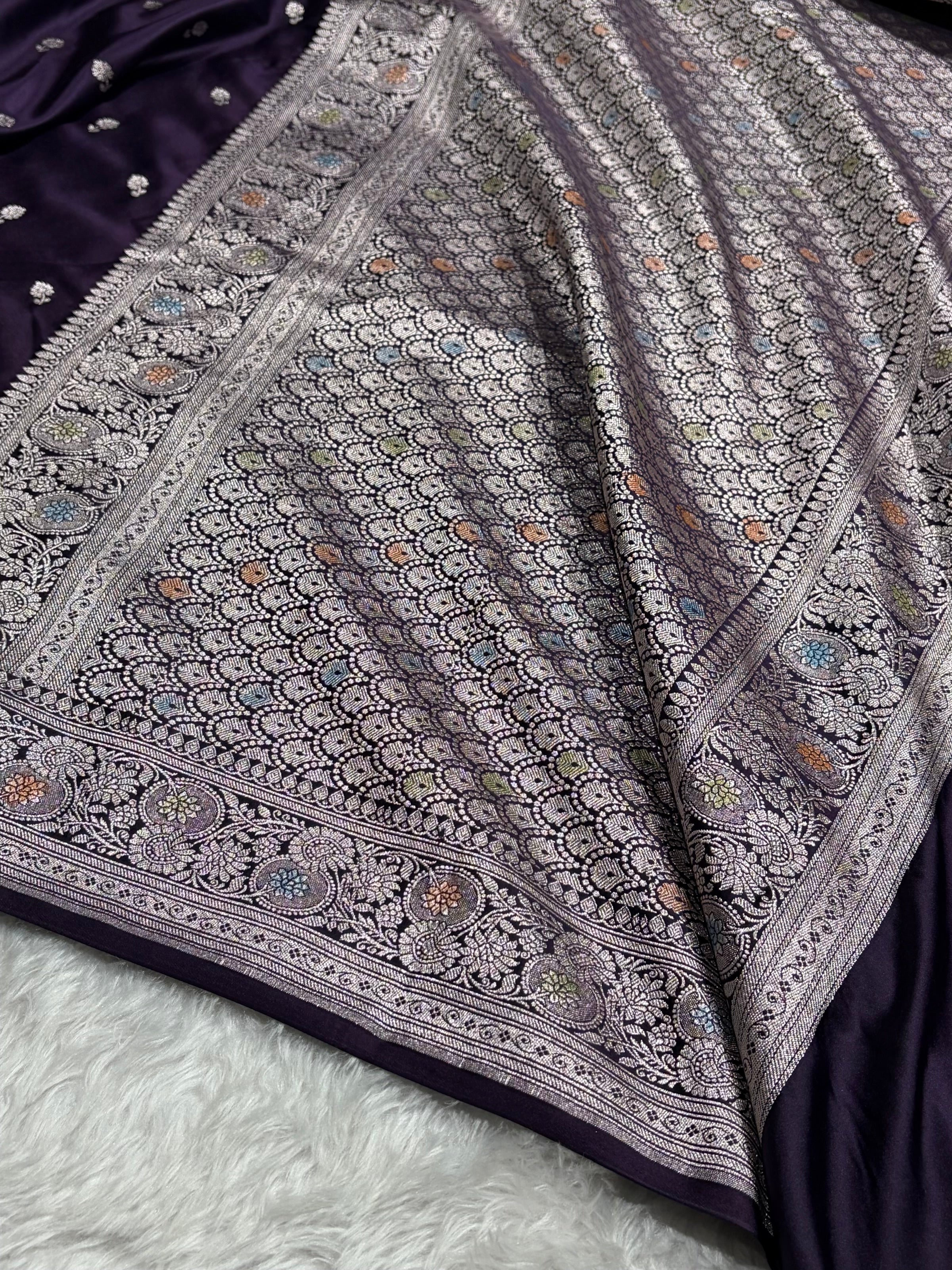 Wine Shade With Booti Pattern Mashru Silk Saree