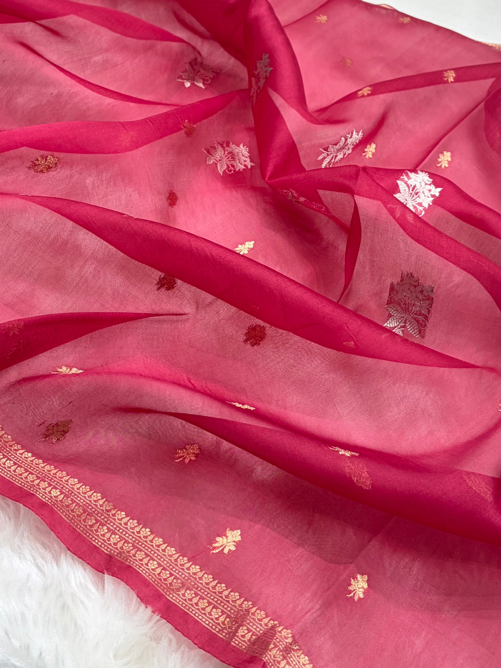 Banarasi Pure Organza Rani Shades Banarasi Silk Saree PO-34