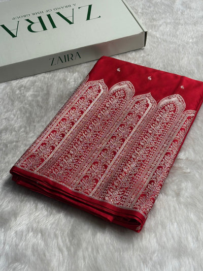 Skirt Border Bridal Red Mashru Silk Saree MCS13