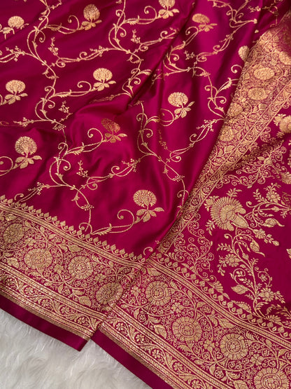 Premium Rani Banarasi Jaal Katan Silk Saree