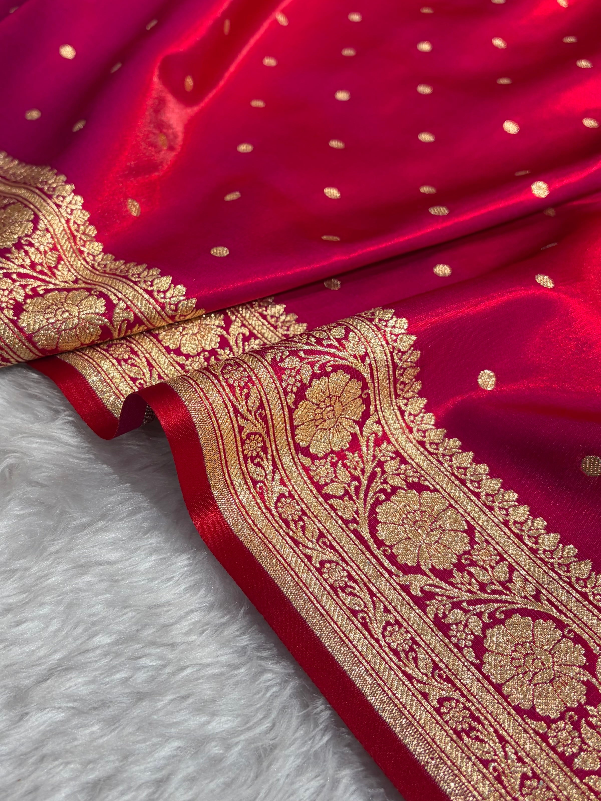 Satin Silk Dot Booti in Magentic Red Shades SS08