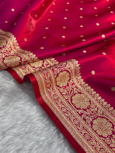Satin Silk Dot Booti in Magentic Red Shades SS08