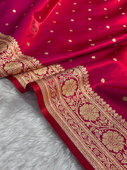 Satin Silk Dot Booti in Magentic Red Shades SS08