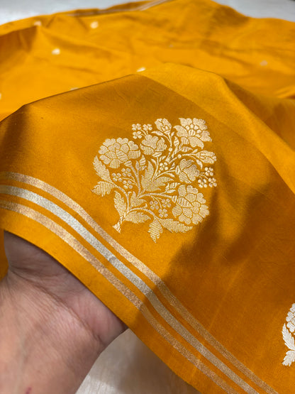 Mustard Handwoven Kaduwa Pure Katan Paper Silk RM-01