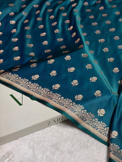 Peacock Floral Booti Katan Silk Saree SK23