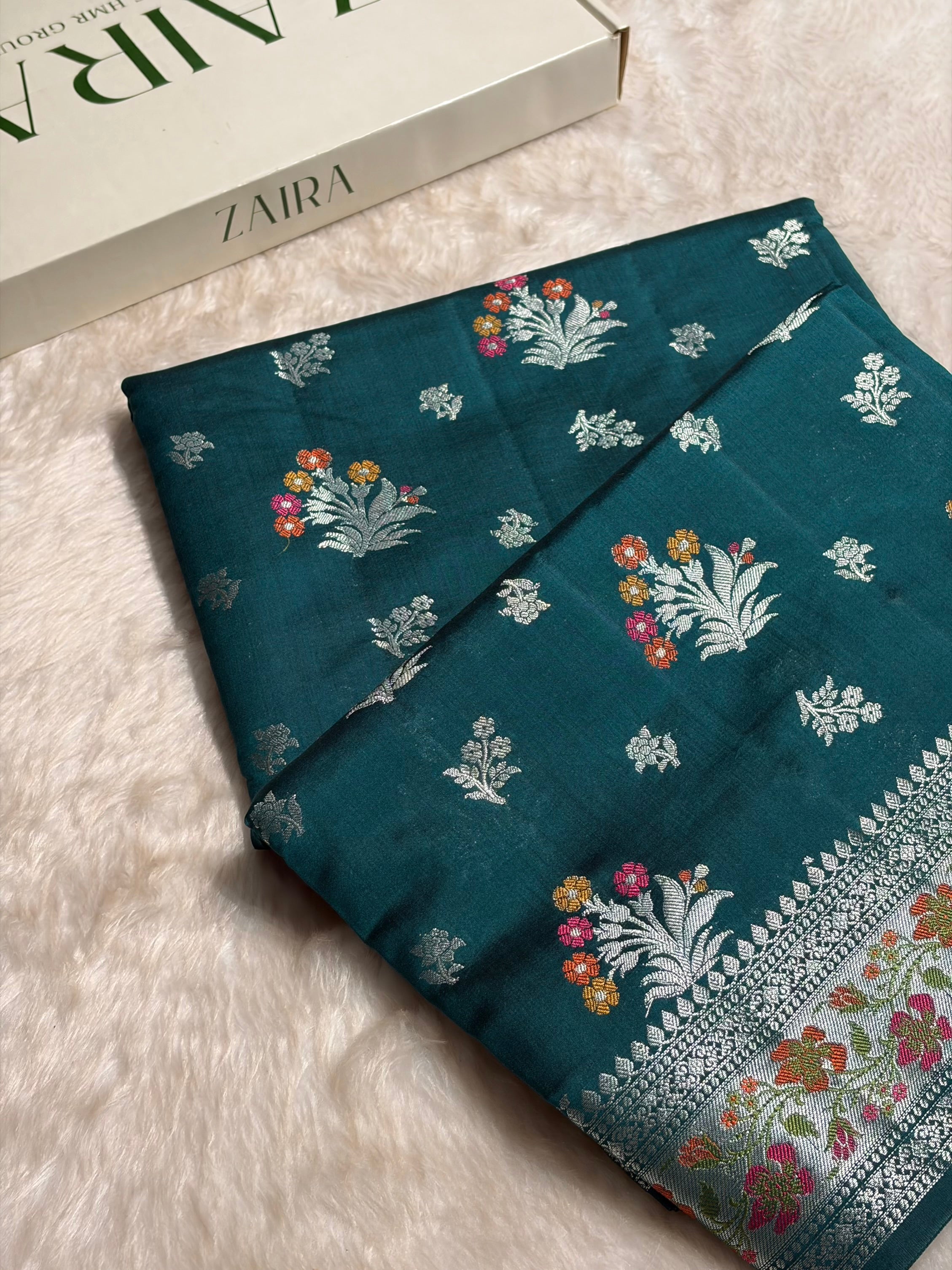 Minakari Dark Rama Shades Pure Chiniya Silk CH-01