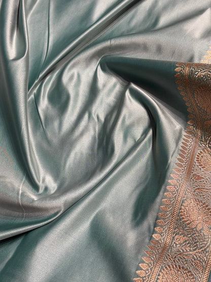 Turquoise Shades Booti Katan Silk Saree SK07