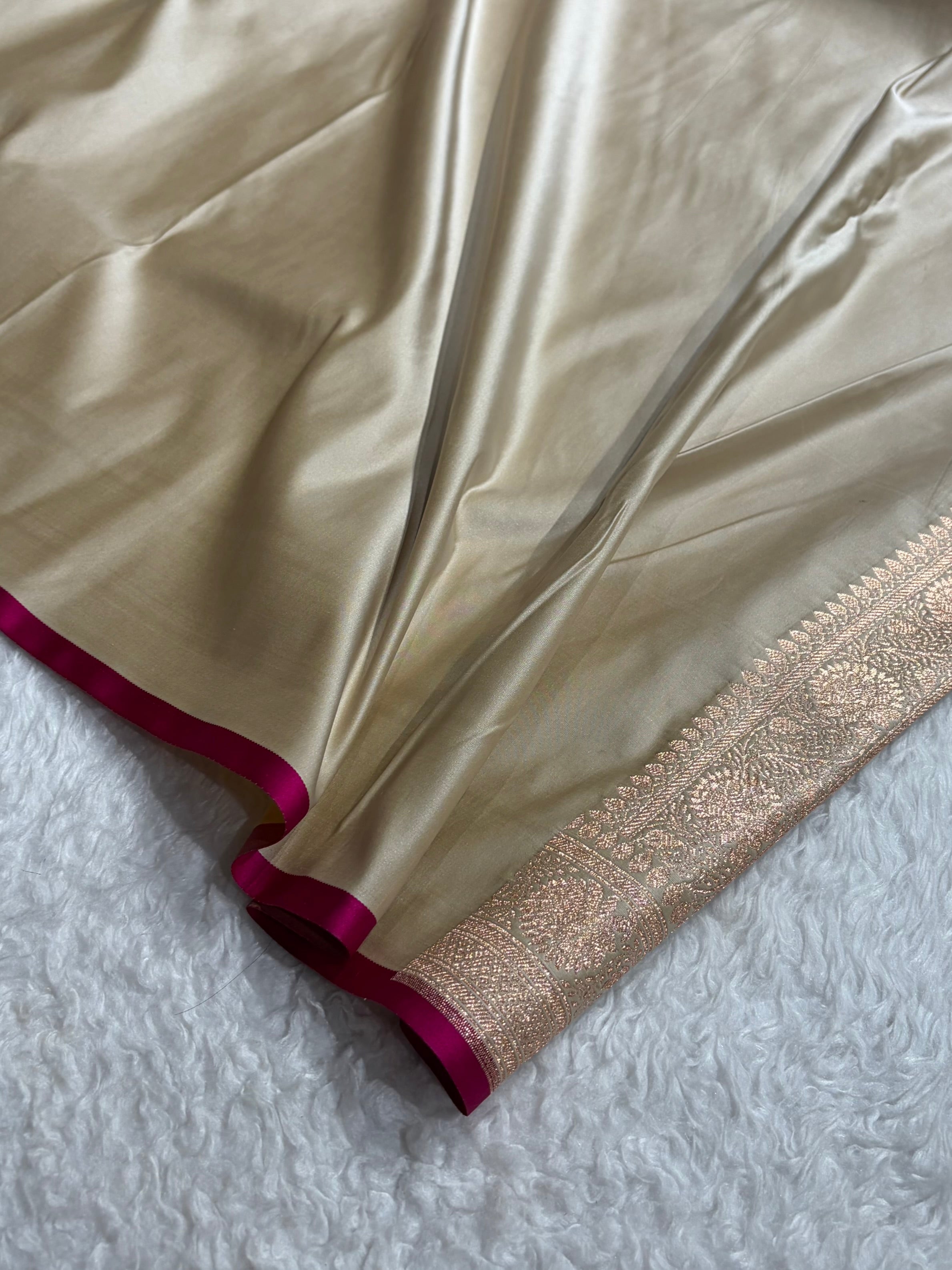 Light Beige Shades Booti Katan Silk Saree SK07
