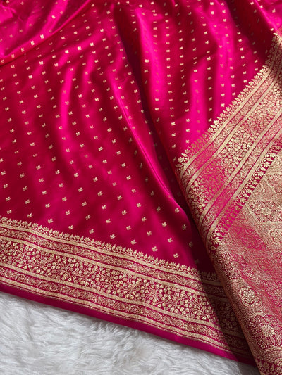 Banarasi Satin Katan Saree in Rani Shades SK88
