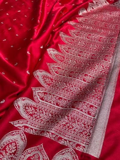 Skirt Border Red Mashru Silk Saree MCS13