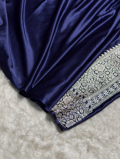 Navy Blue Shades Booti Tanchoi Mashru Silk Saree MCS49