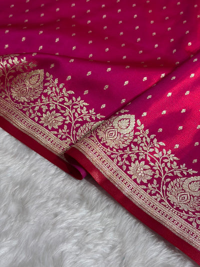 Satin Silk Saree Floral Boota in Cross Red Shades SS28