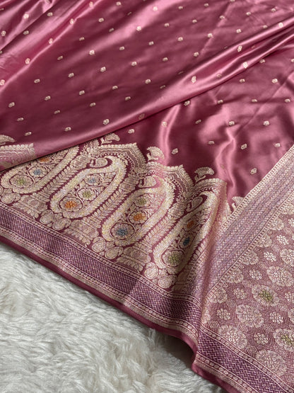 Banarasi Skirt Border Pattern in Mauve Shades Floral Mashru Silk Saree MCS95