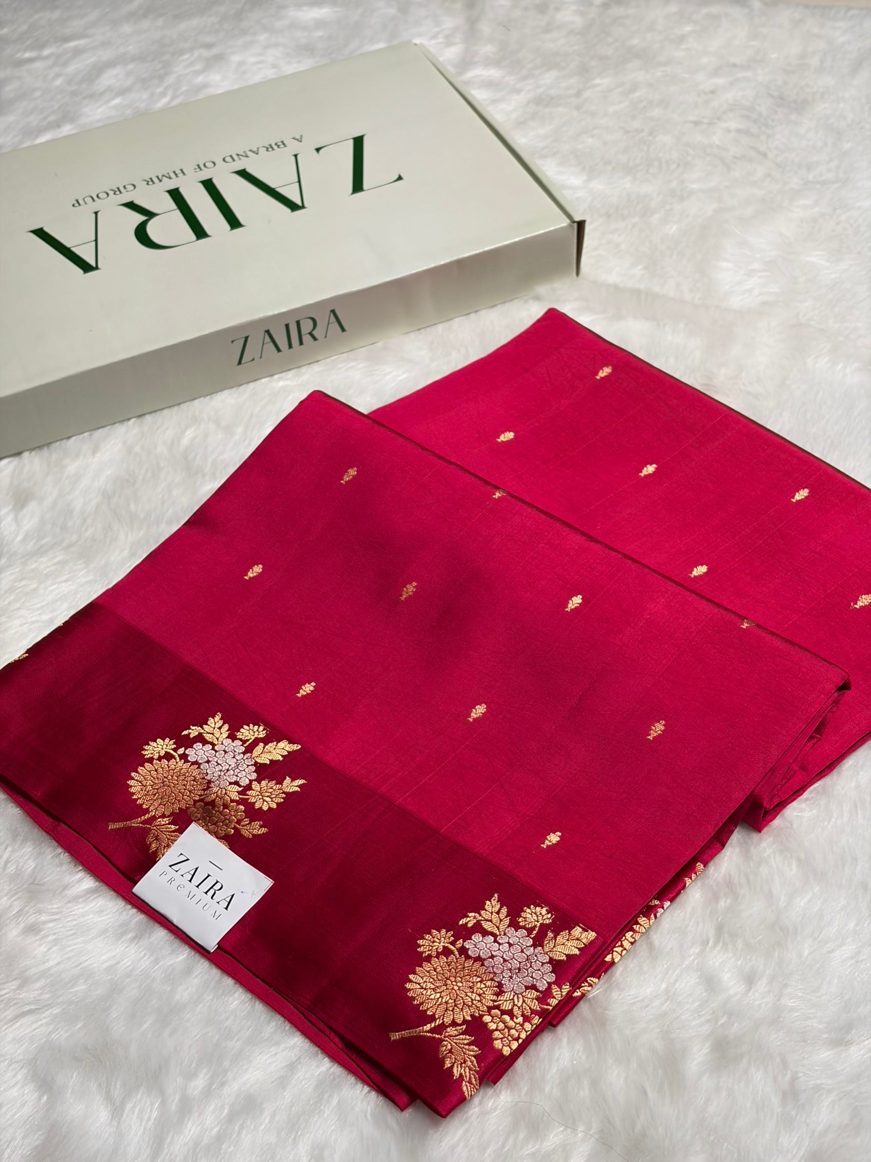 Dark Pink Shades Meena Boota Handwoven Pure Katan Raw Mango Silk RM-03