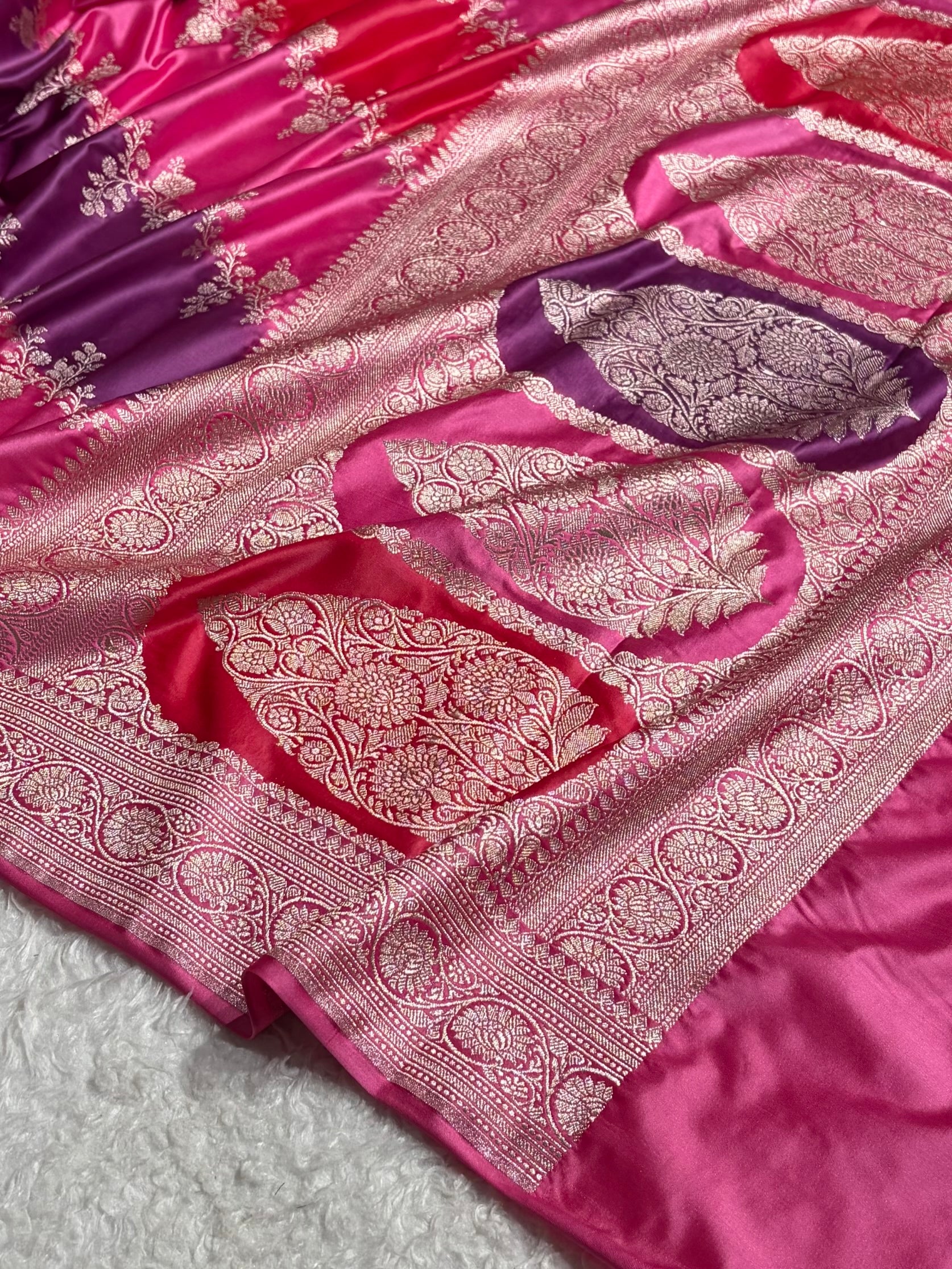 Pink Rangkat Banarasi Cross Mashru Silk Saree MSRK01