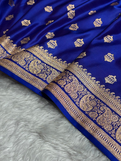 Banarasi Satin Katan Saree Booti Pattern in Royal Purple Shades SK137