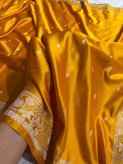 Mustard Shades Banarasi Boota Pattern Floral Mashru Silk Saree MSM-118