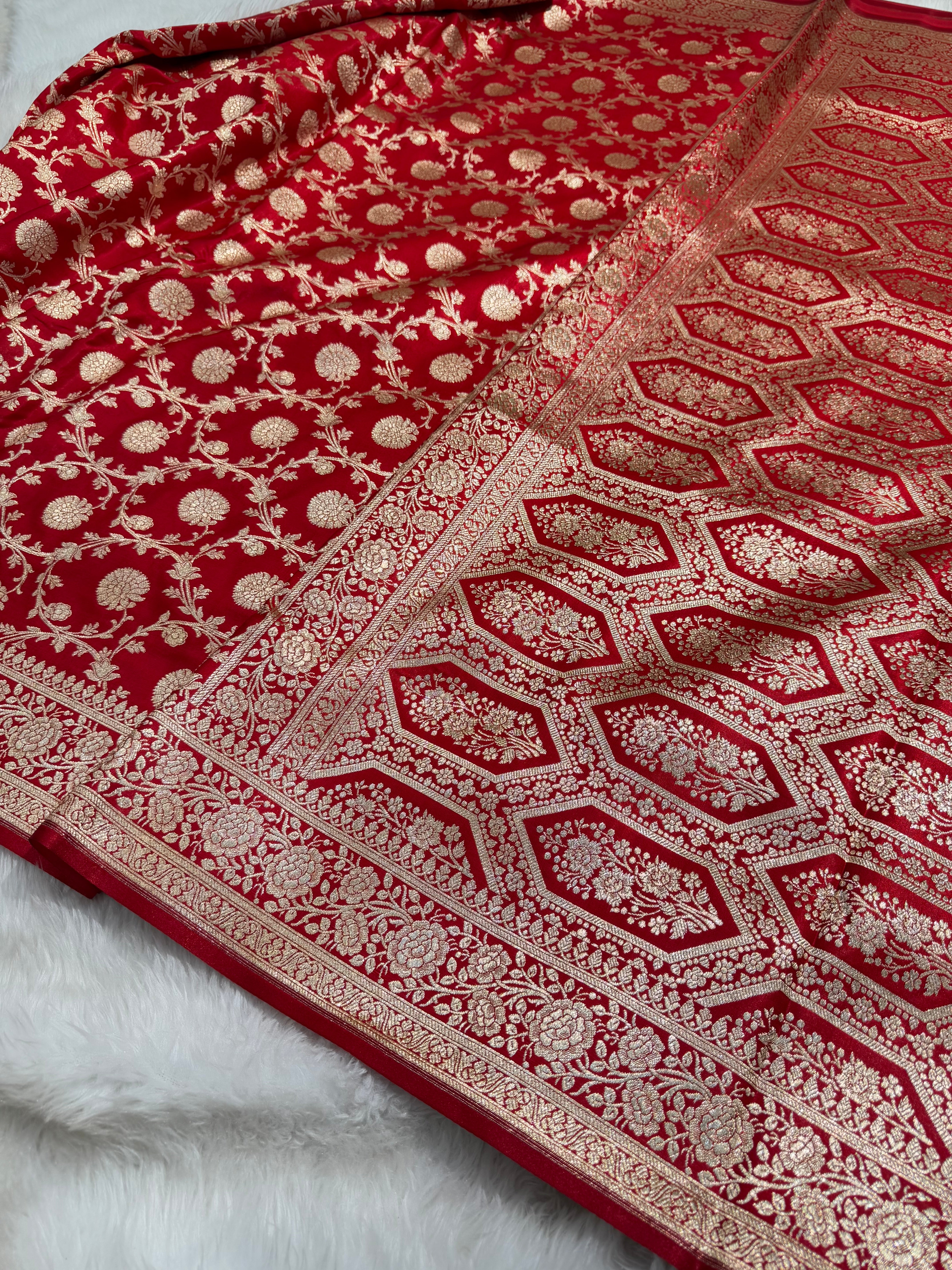 Light Weight RED shades Satin Silk Saree