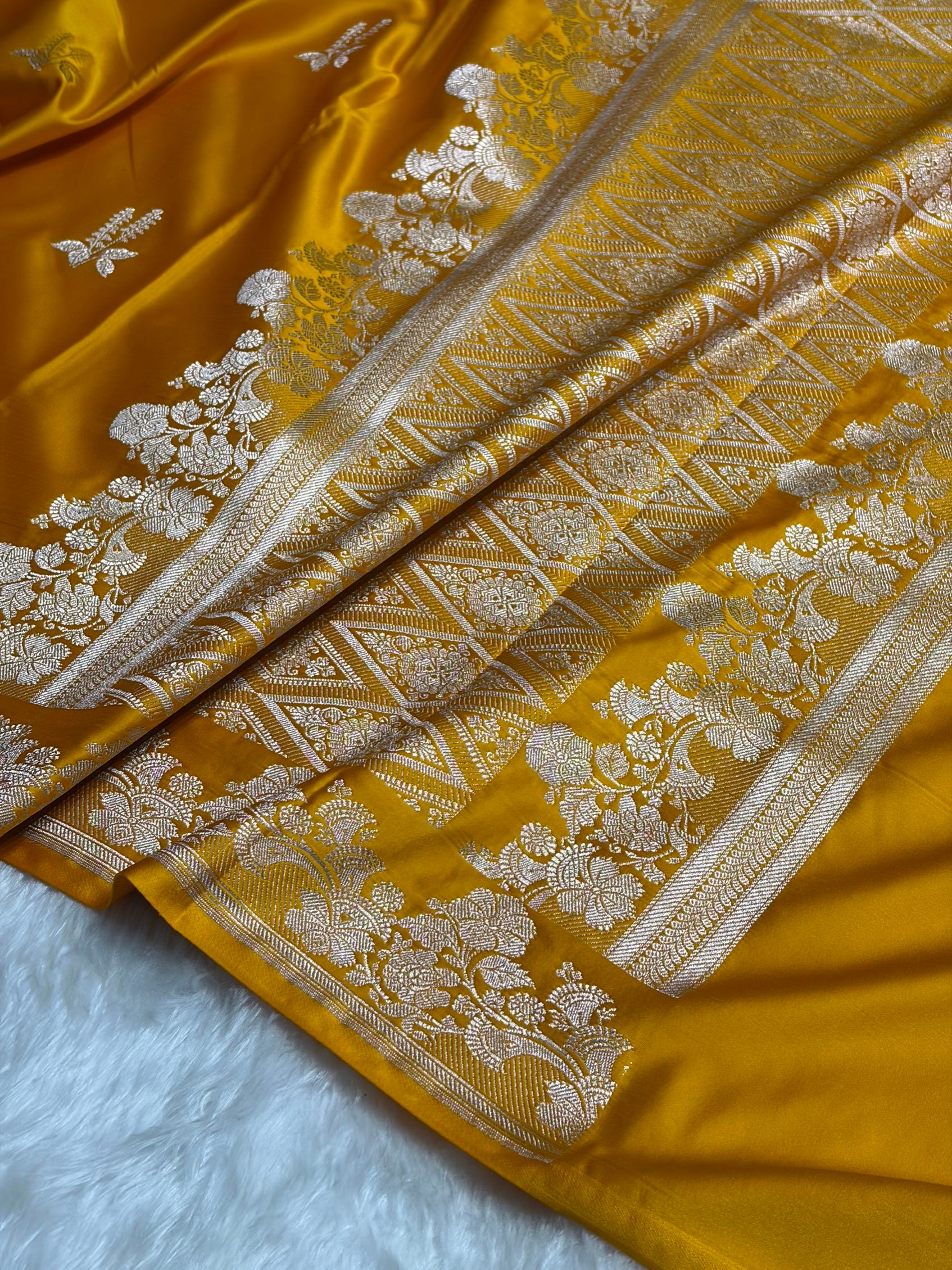 Mustard Floral Boota Mashru Silk Saree MSM-43