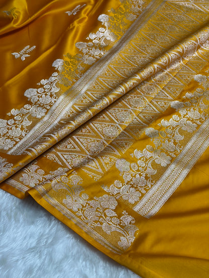 Mustard Floral Boota Mashru Silk Saree MSM-43