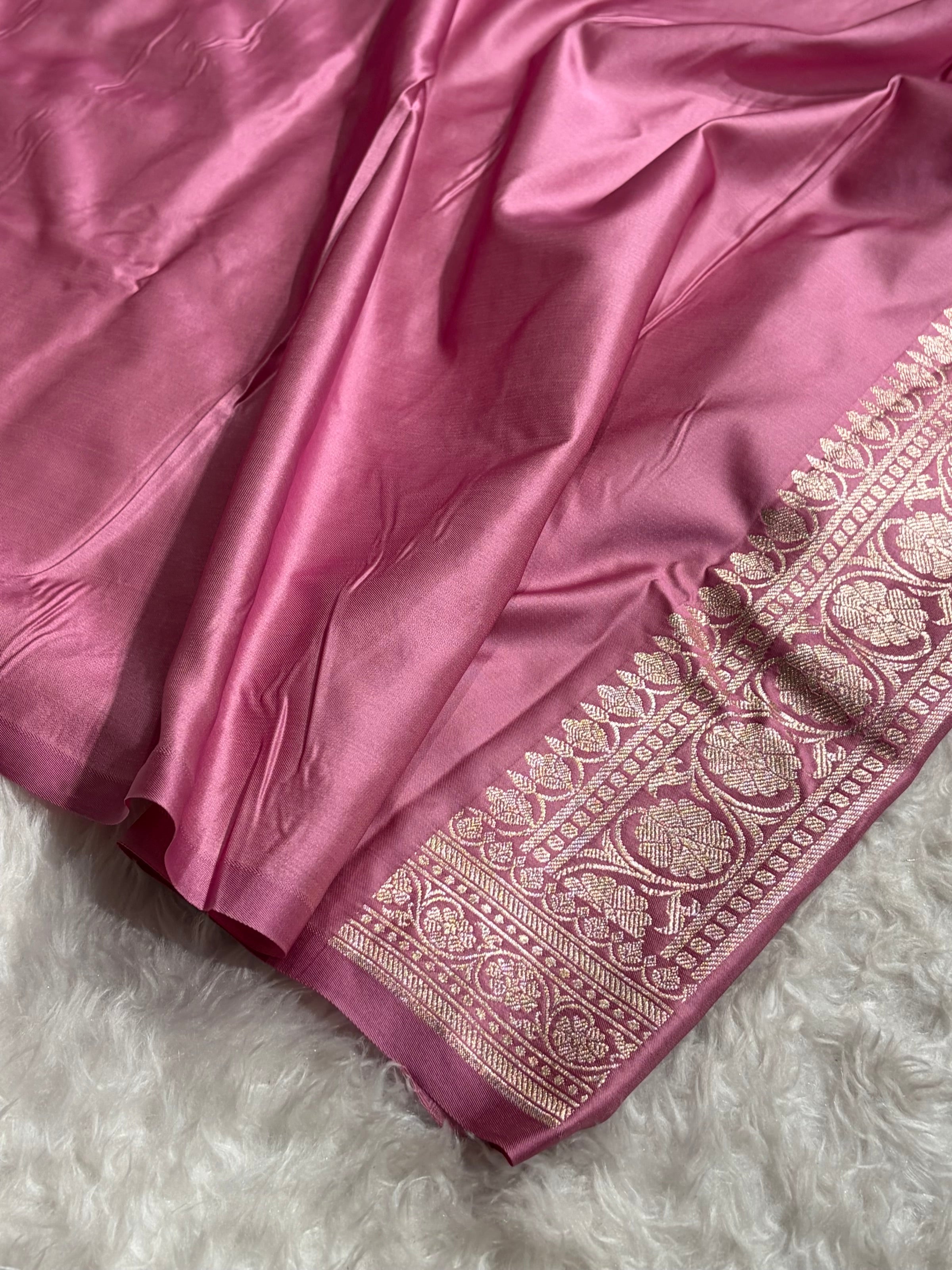 Deep Blush Pink Shades Tanchoi Motif Mashru Silk Saree MST-13