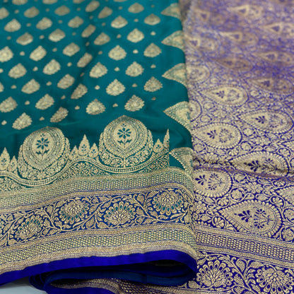 Safair Blue boota Satin Silk Saree