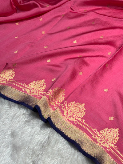 Dusty Pink with Purple Shades Handwoven Pure Paper Silk RM-59