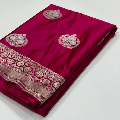 Beautiful Pink Minakari Boota Mashru Silk Saree