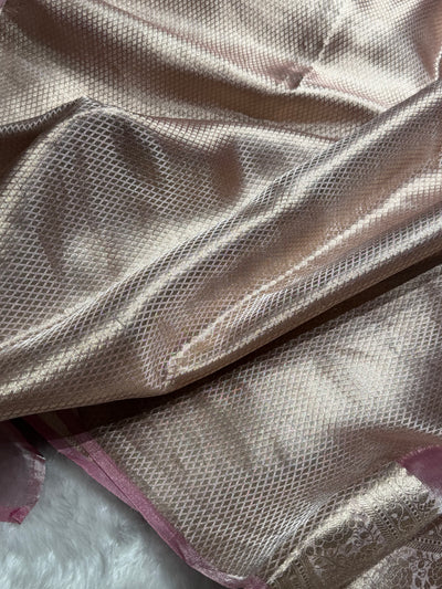 Baby Pink Shades Pure Tissue Silk Saree with Brocade Blouse PT-08