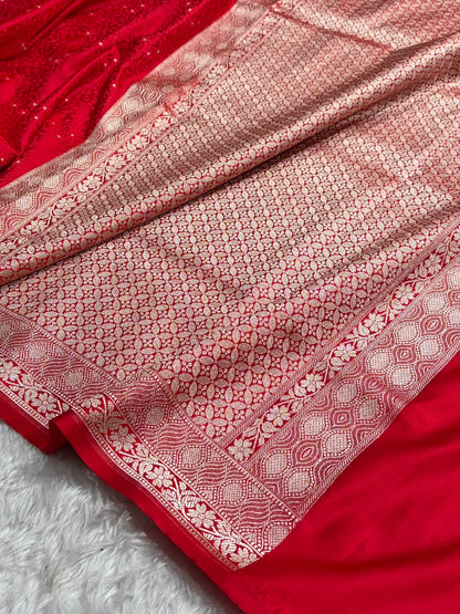 Red Shades Tanchoi Motif Mashru Silk Saree MST-15