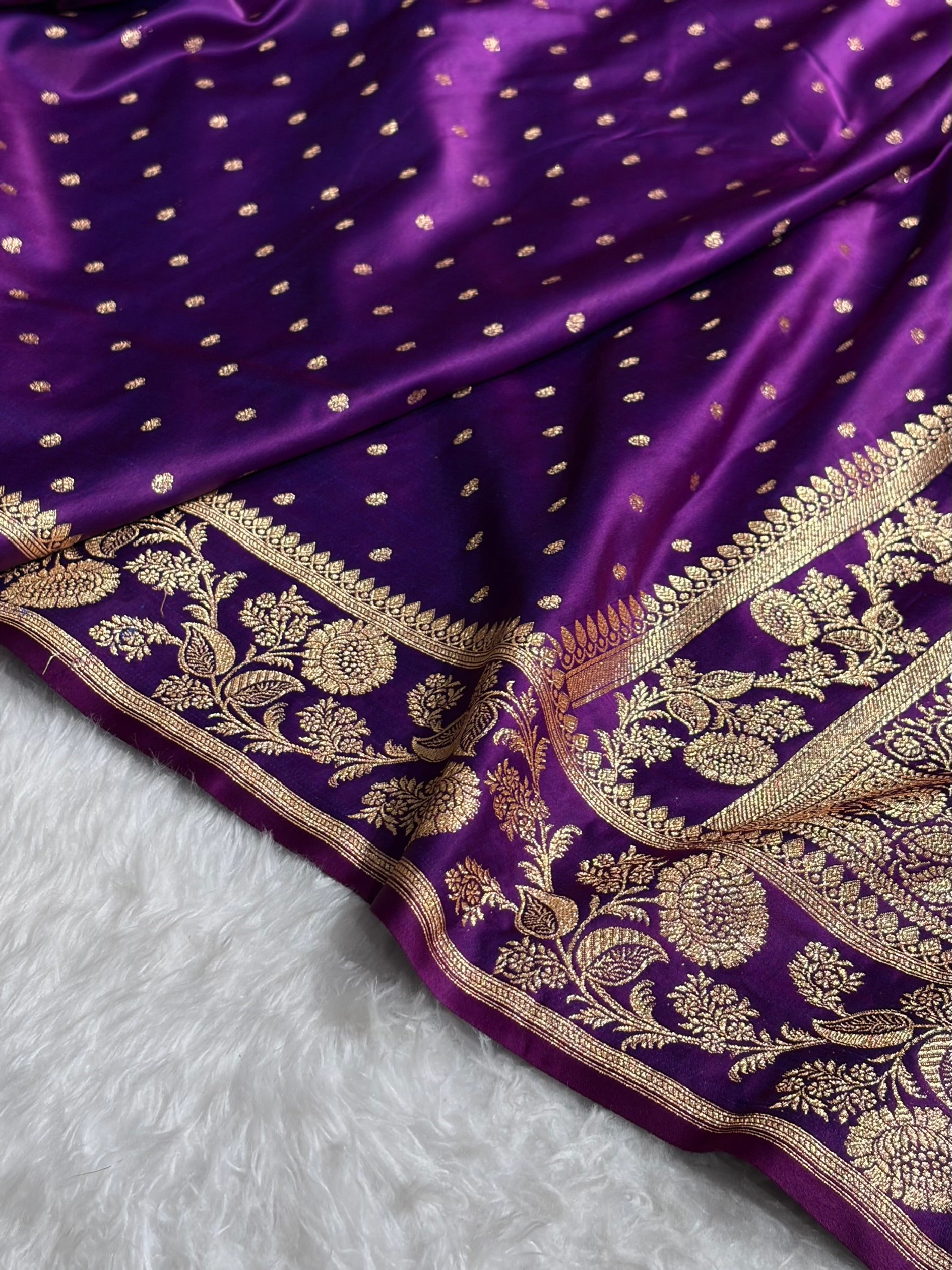 Banarasi Satin Katan Saree With Boota in Purple Shades SK107