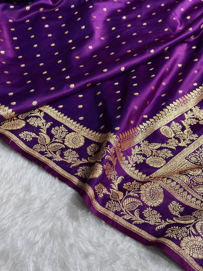 Banarasi Satin Katan Saree With Boota in Purple Shades SK107