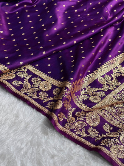 Banarasi Satin Katan Saree With Boota in Purple Shades SK107