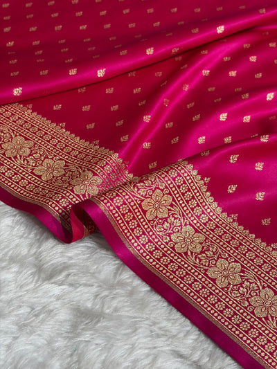Banarasi Boota Katan Silk Saree In Cross Rani Shades SK04