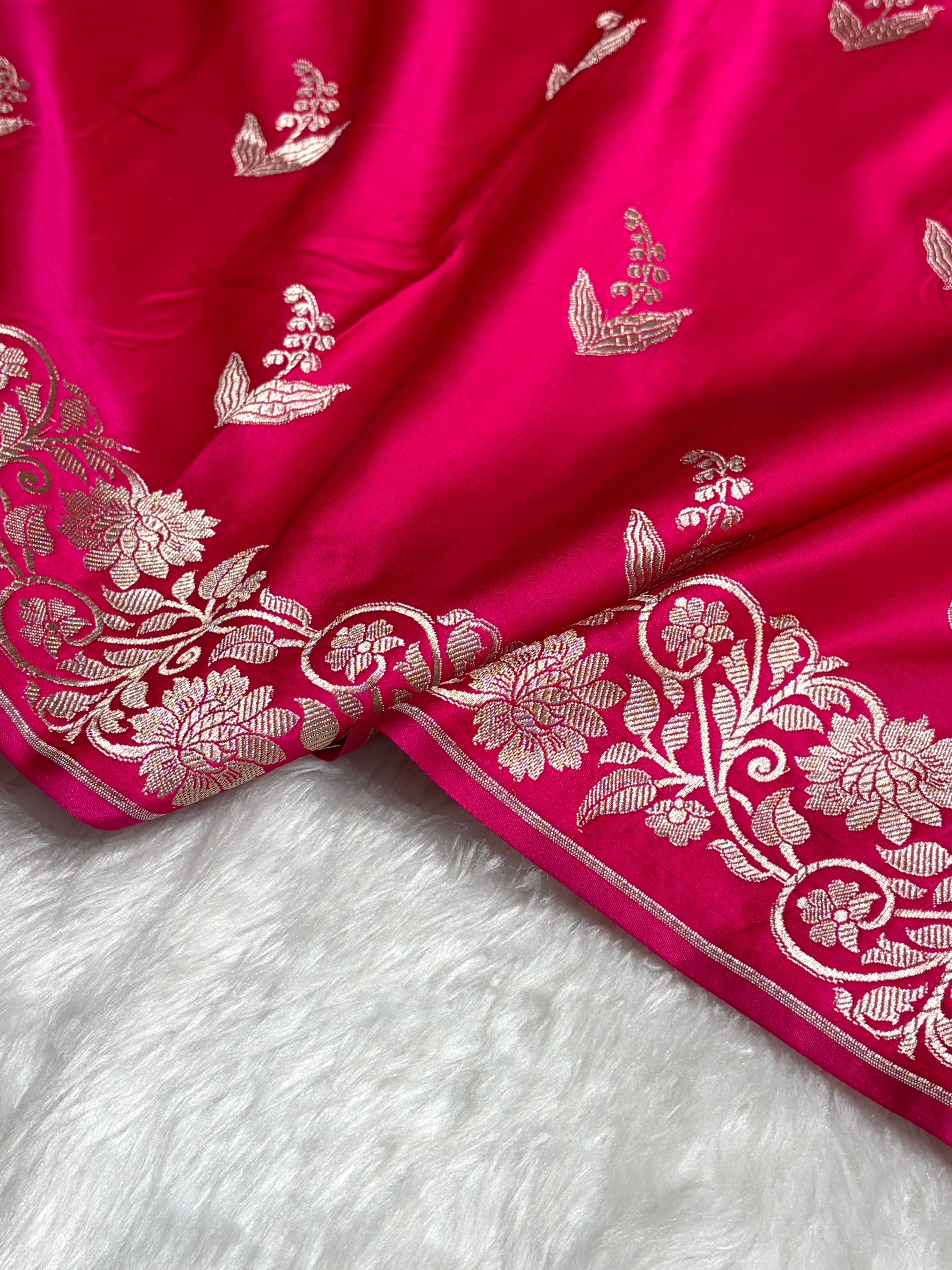 Cross Rani Boota With Floral Border Mashru Silk Saree MSM-90